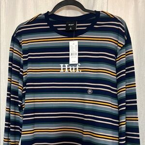 2 HUF Blue and Yellow Long Sleeve Tee 
And Dark green shirt